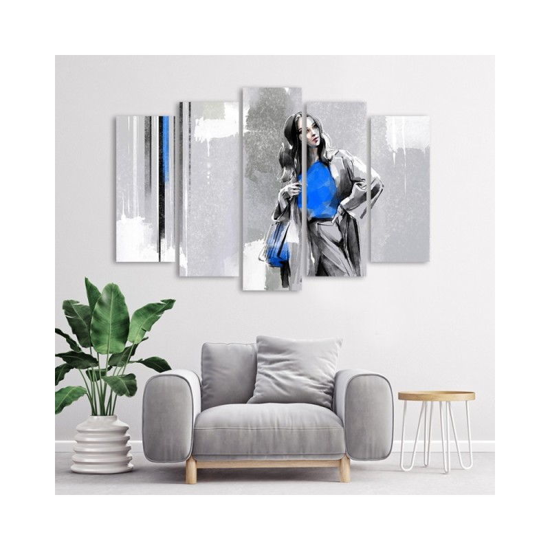 Modernes Wandbild - Eine Frau in einem Mantel | Feeby