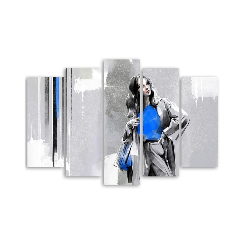 Modernes Wandbild - Eine Frau in einem Mantel | Feeby