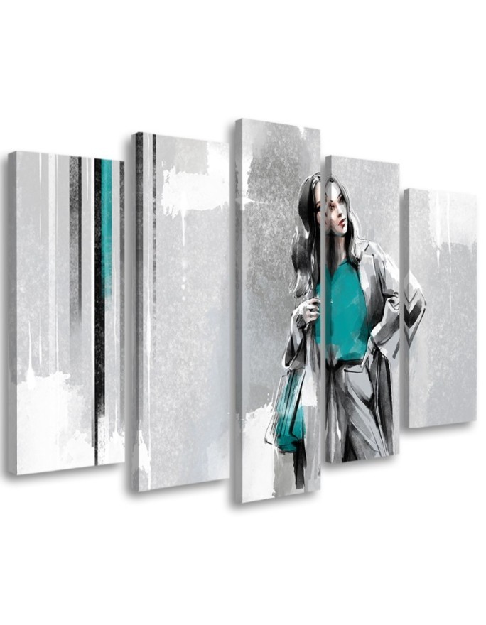 Dekoratives Leinwandbild - Eine Frau in einem Mantel | Feeby