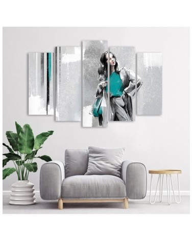 Dekoratives Leinwandbild - Eine Frau in einem Mantel | Feeby