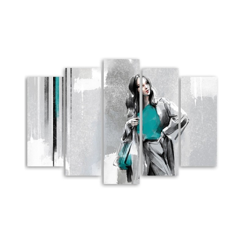 Dekoratives Leinwandbild - Eine Frau in einem Mantel | Feeby