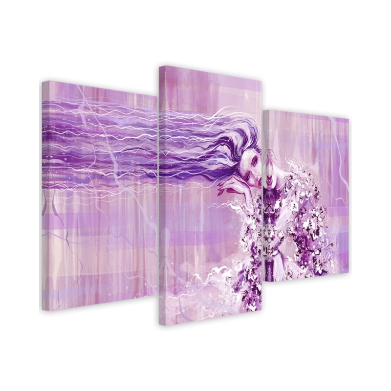 Canvas print for bedroom 3-part - Woman with long hair | FEEBY