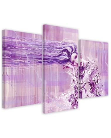 Canvas print for bedroom 3-part - Woman with long hair | FEEBY