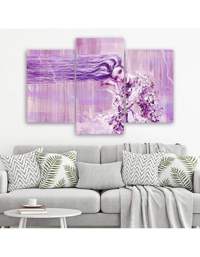 Canvas print for bedroom 3-part - Woman with long hair | FEEBY