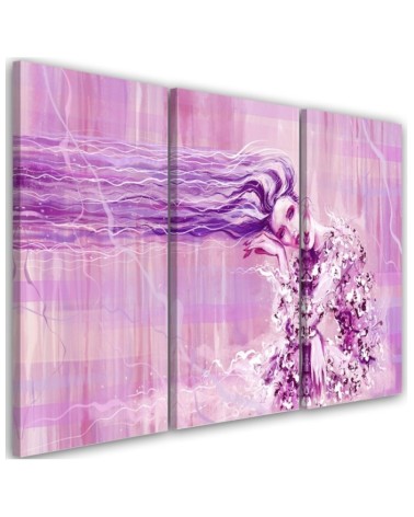 Canvas print for living room triptych - Woman with long hair | FEEBY