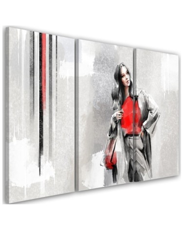 Triptych canvas painting - Woman in a coat | FEEBY