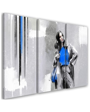 Triptych canvas painting - Woman in a coat | FEEBY