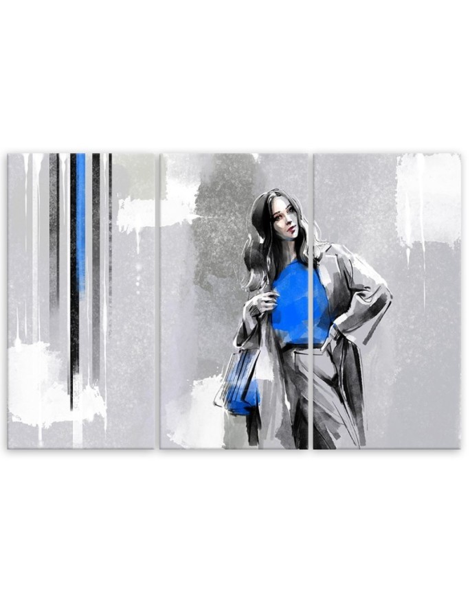 Tryptyk obraz na płótnie canvas - Kobieta w płaszczu | FEEBY