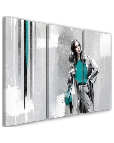 Triptych canvas painting - Woman in a coat | FEEBY