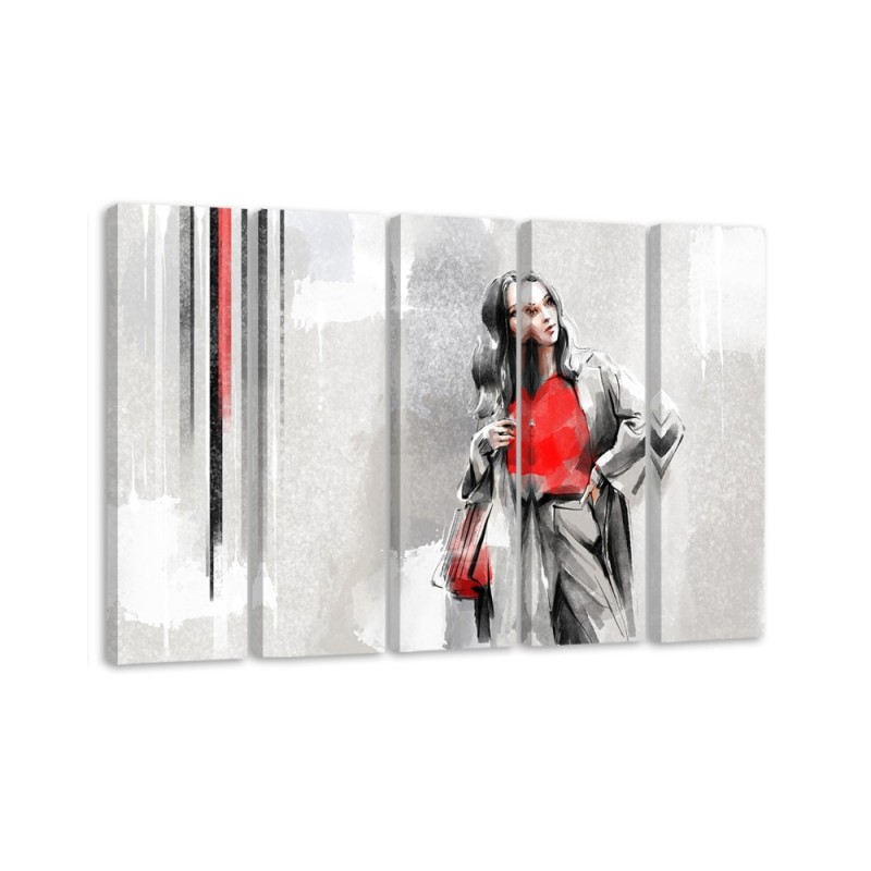 Leinwandbild - Eine Frau in einem Mantel | Feeby