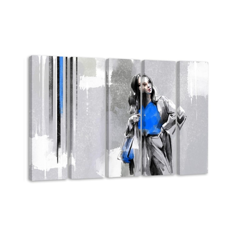 Modernes Wandbild - Eine Frau in einem Mantel | Feeby