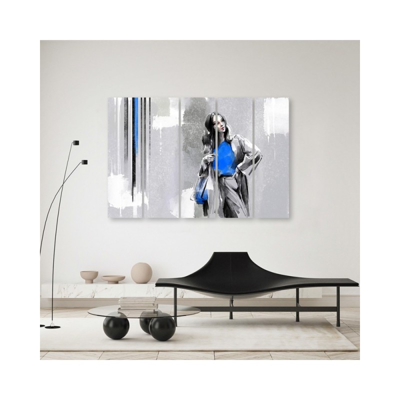 Modernes Wandbild - Eine Frau in einem Mantel | Feeby