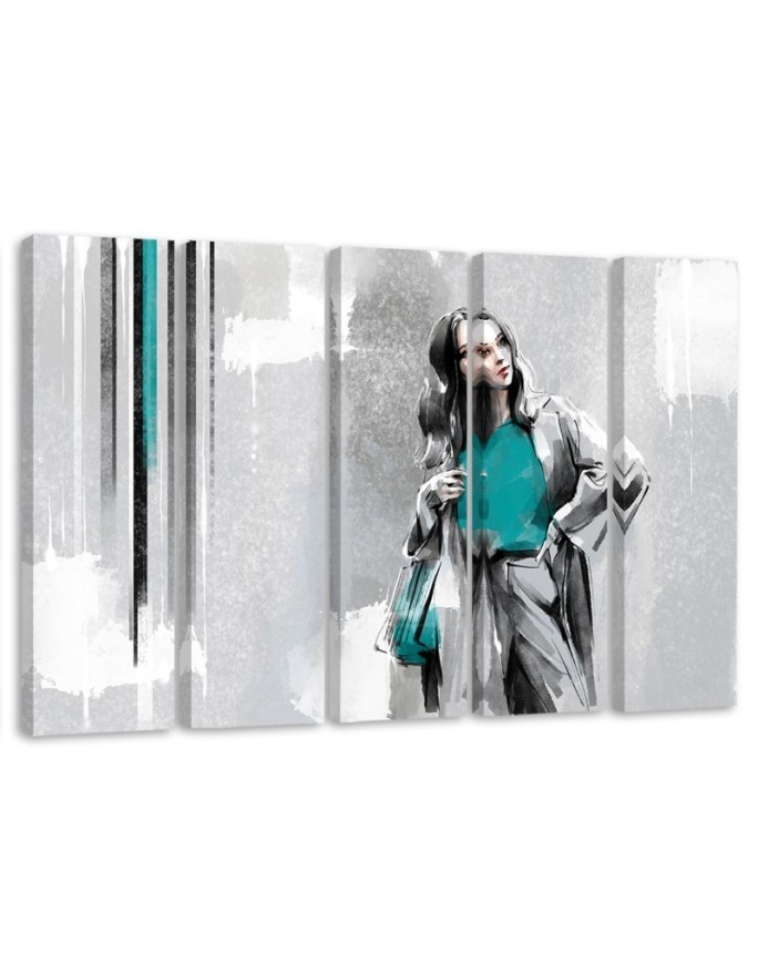 Bild auf Leinwand - Eine Frau in einem Mantel | Feeby