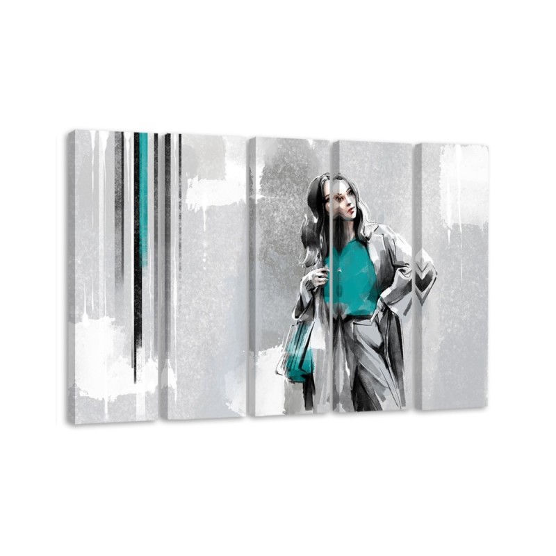 Bild auf Leinwand - Eine Frau in einem Mantel | Feeby