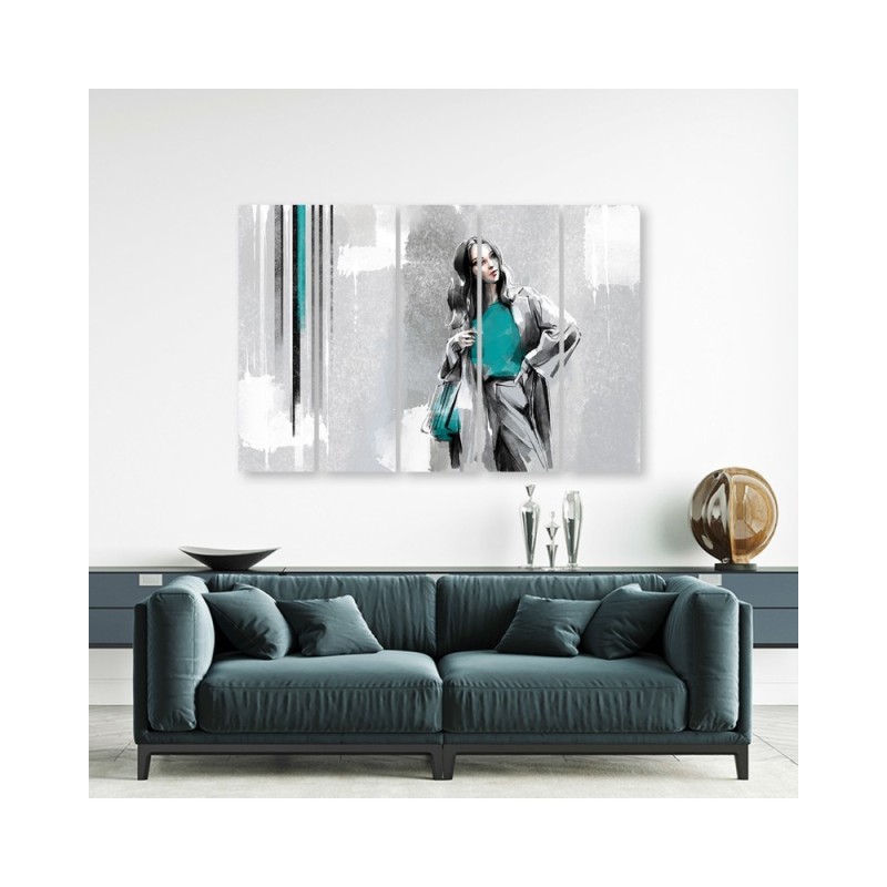 Bild auf Leinwand - Eine Frau in einem Mantel | Feeby