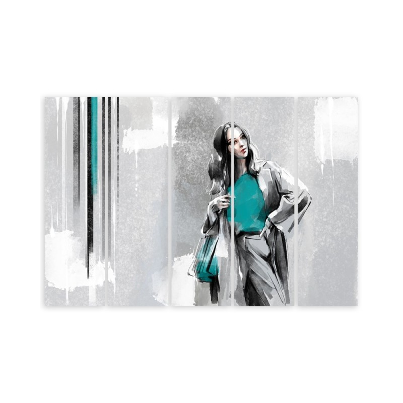 Bild auf Leinwand - Eine Frau in einem Mantel | Feeby