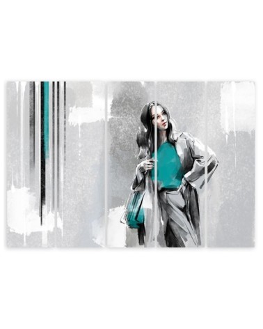 Bild auf Leinwand - Eine Frau in einem Mantel | Feeby