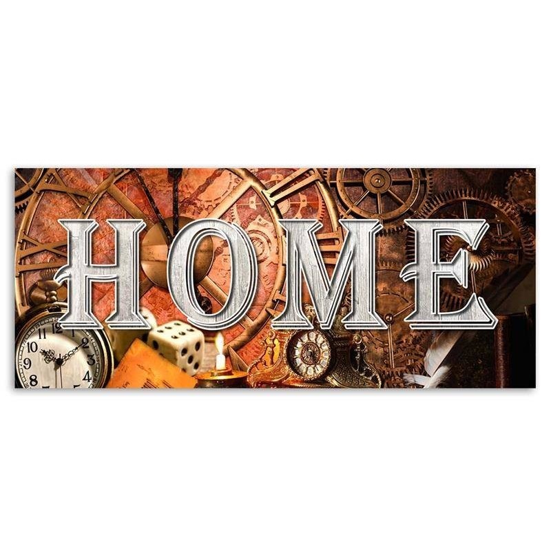 Modernes Wandbild - Hausbeschriftungen und Retro-Uhren | Feeby