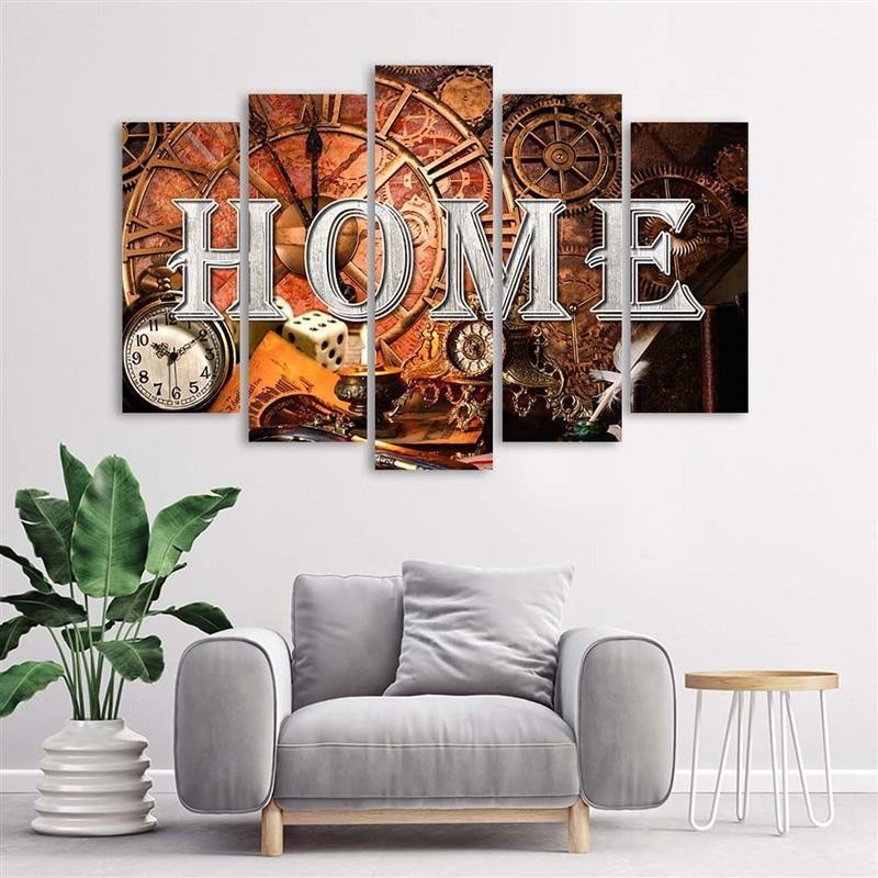 Leinwandbild modern - Home Retro Vintage Aufschrift | Feeby