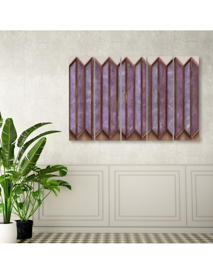Canvas print for living room 5-part - Colourful 3D Abstraction | FEEBY