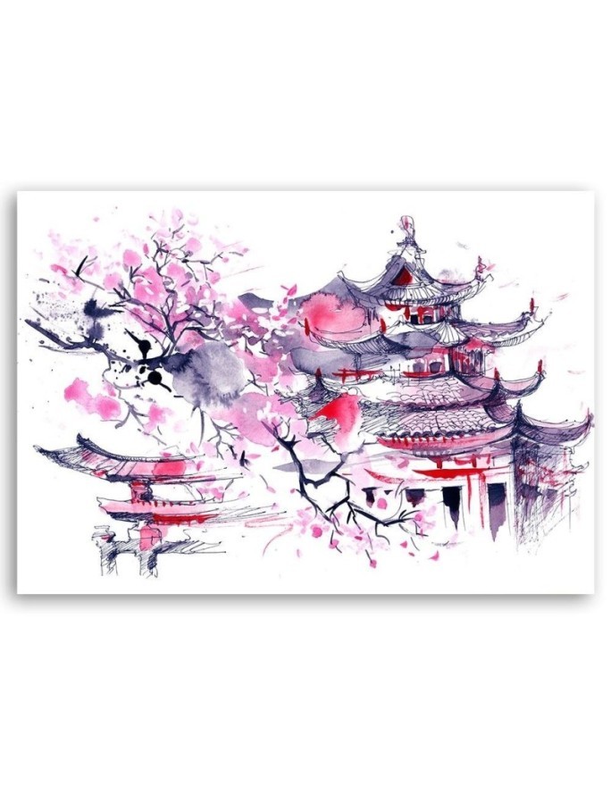 Nowoczesny obraz drukowany - Japonia akwarela | FEEBY