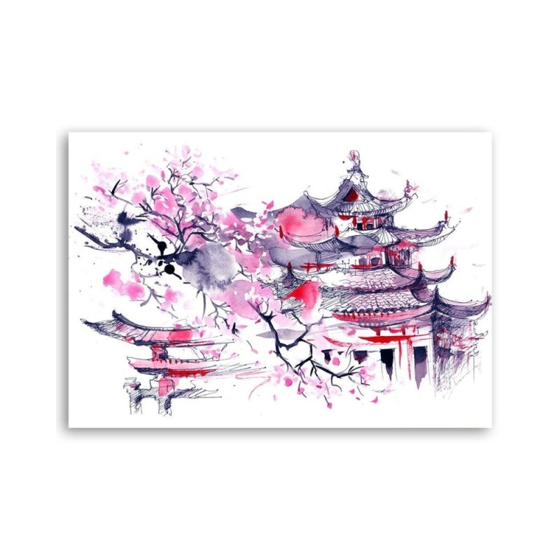 Dekoratives Leinwandbild - Japan Aquarell | Feeby