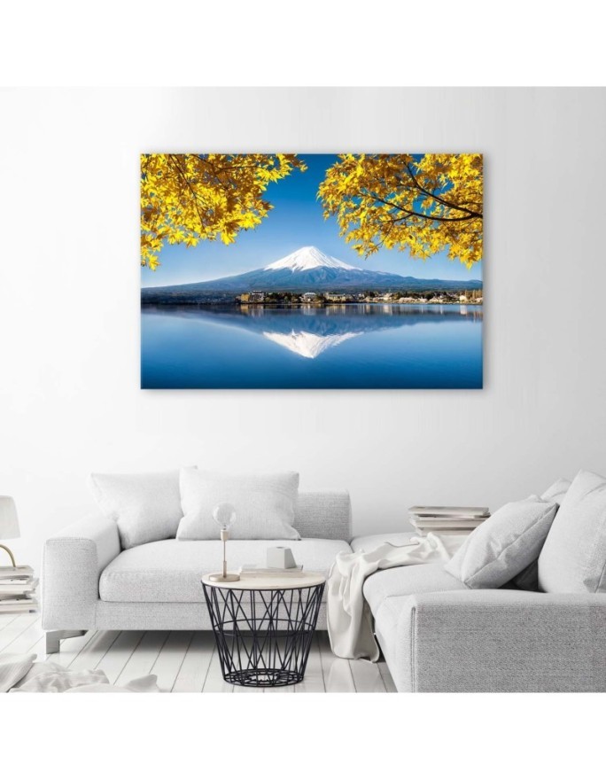 Decorative Canvas painting - Mount Fuji lake and yellow leaves | FEEBY