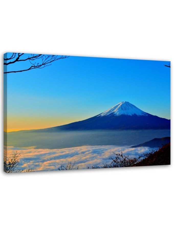 Wandbild für Wohnzimmer - Der Berg Fuji in Blau | Feeby