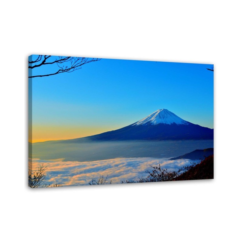 Wandbild für Wohnzimmer - Der Berg Fuji in Blau | Feeby