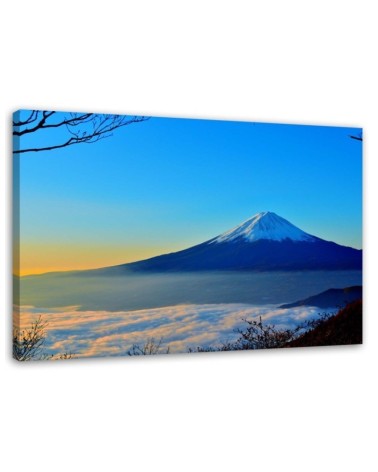 Wandbild für Wohnzimmer - Der Berg Fuji in Blau | Feeby