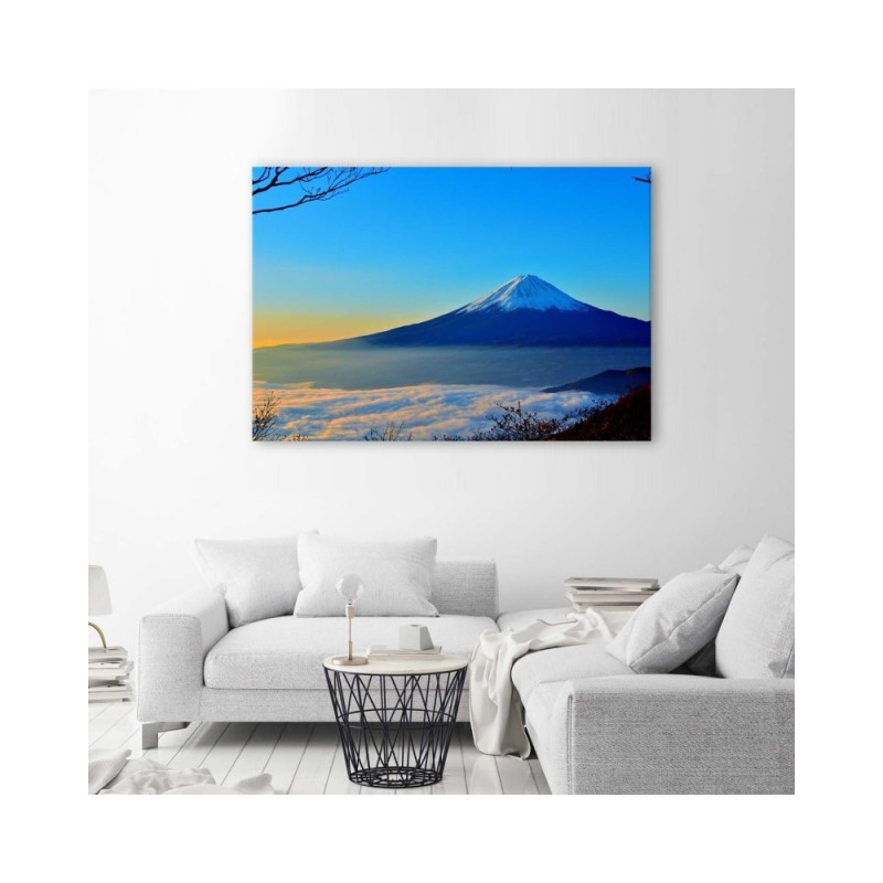 Wandbild für Wohnzimmer - Der Berg Fuji in Blau | Feeby