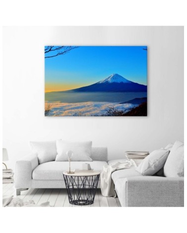 Wandbild für Wohnzimmer - Der Berg Fuji in Blau | Feeby