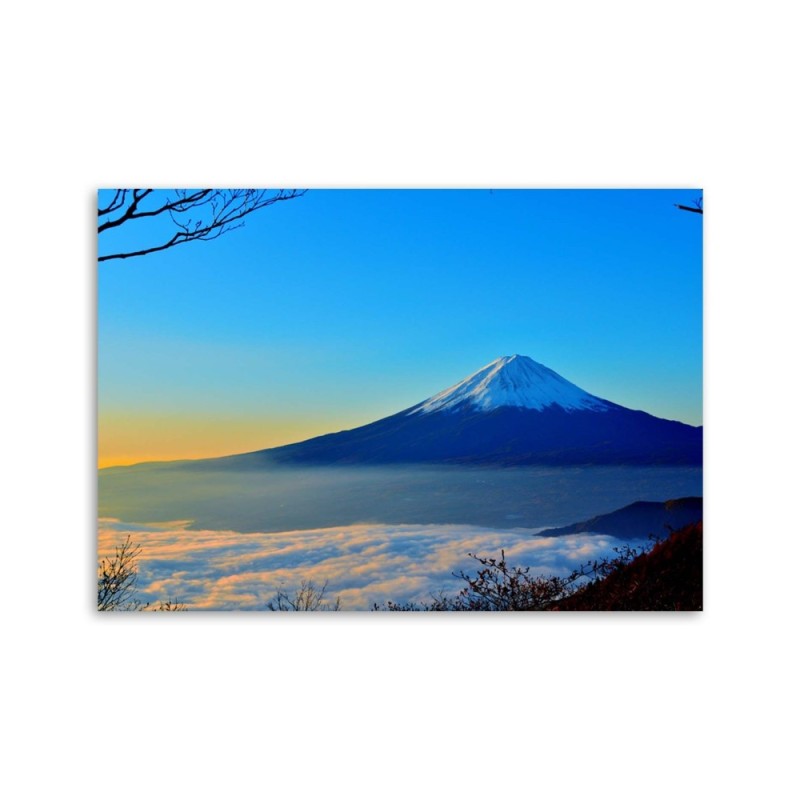 Wandbild für Wohnzimmer - Der Berg Fuji in Blau | Feeby
