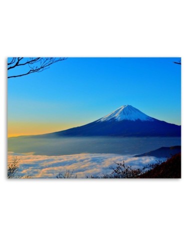 Wandbild für Wohnzimmer - Der Berg Fuji in Blau | Feeby