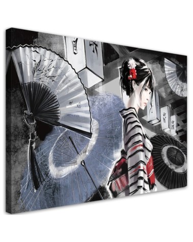 Stylish Canvas paintings for the home - Geisha with fan | FEEBY
