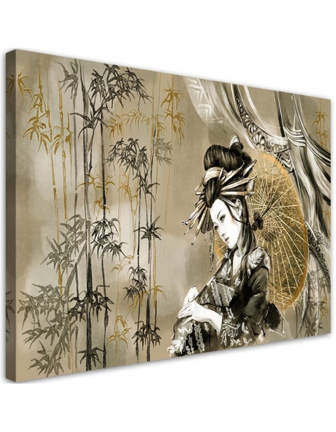 Leinwandbild modern - Geisha und Bambus | Feeby