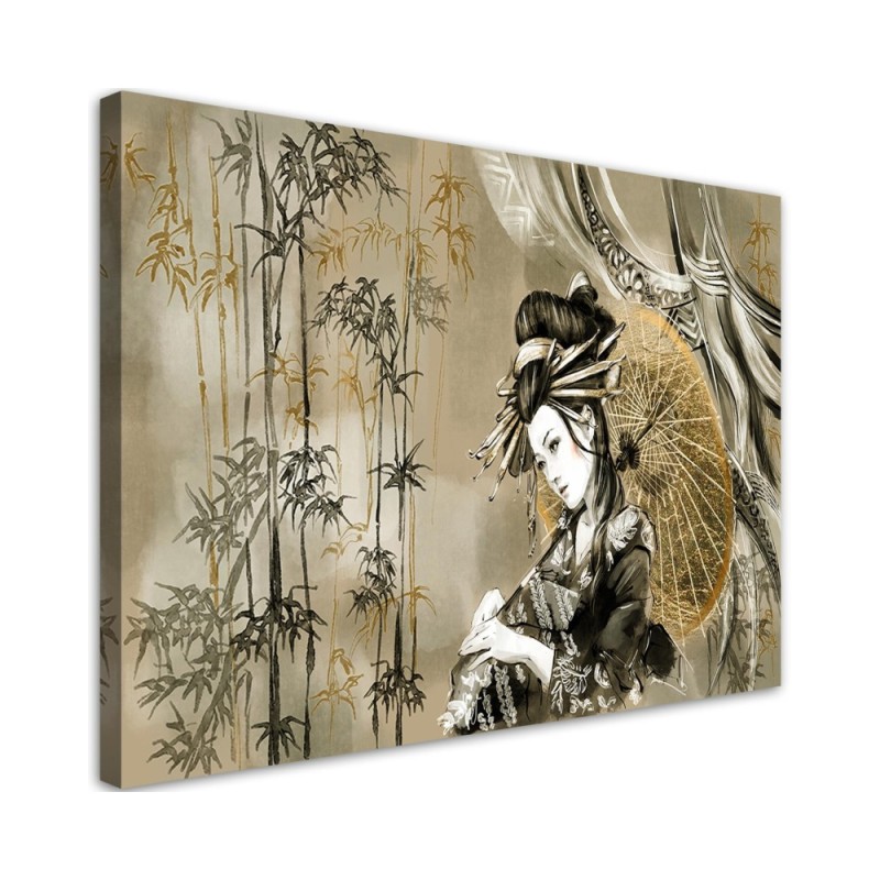 Leinwandbild modern - Geisha und Bambus | Feeby