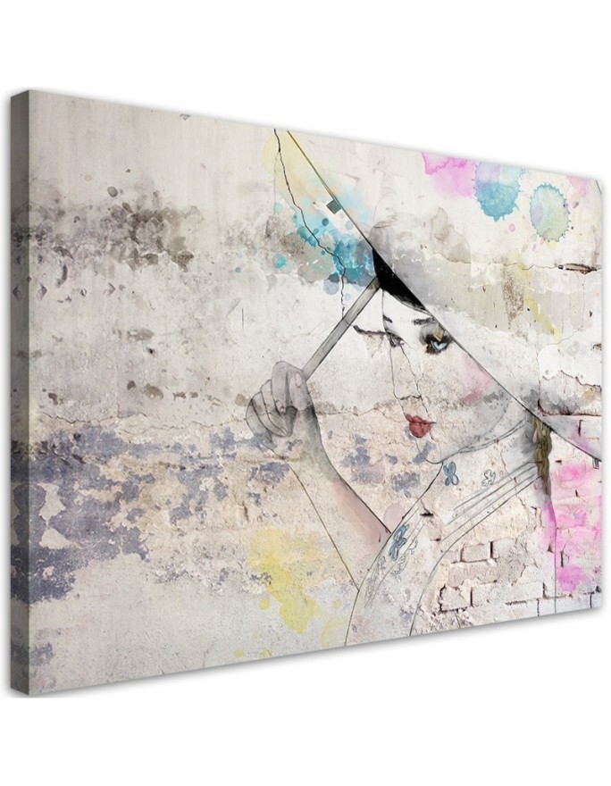Leinwandbild modern - Geisha hält einen Regenschirm | Feeby
