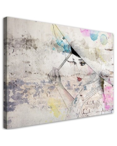 Leinwandbild modern - Geisha hält einen Regenschirm | Feeby