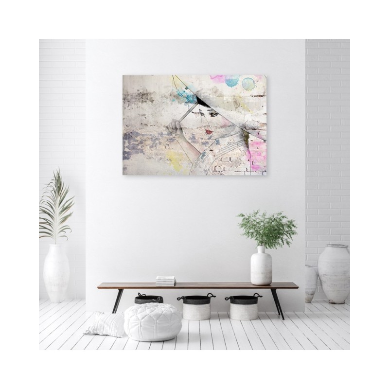 Leinwandbild modern - Geisha hält einen Regenschirm | Feeby