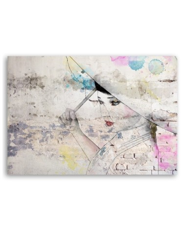 Leinwandbild modern - Geisha hält einen Regenschirm | Feeby