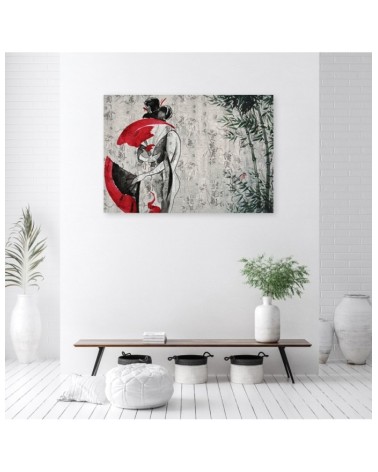 Leinwandbild - Japanische Geisha mit einem Fan | Feeby