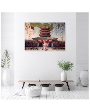 Leinwandbild - Japanische Geisha und Tempel | Feeby