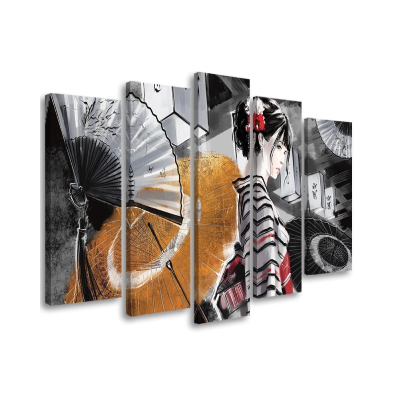 Leinwanddruck - Geisha mit einem Fan | Feeby