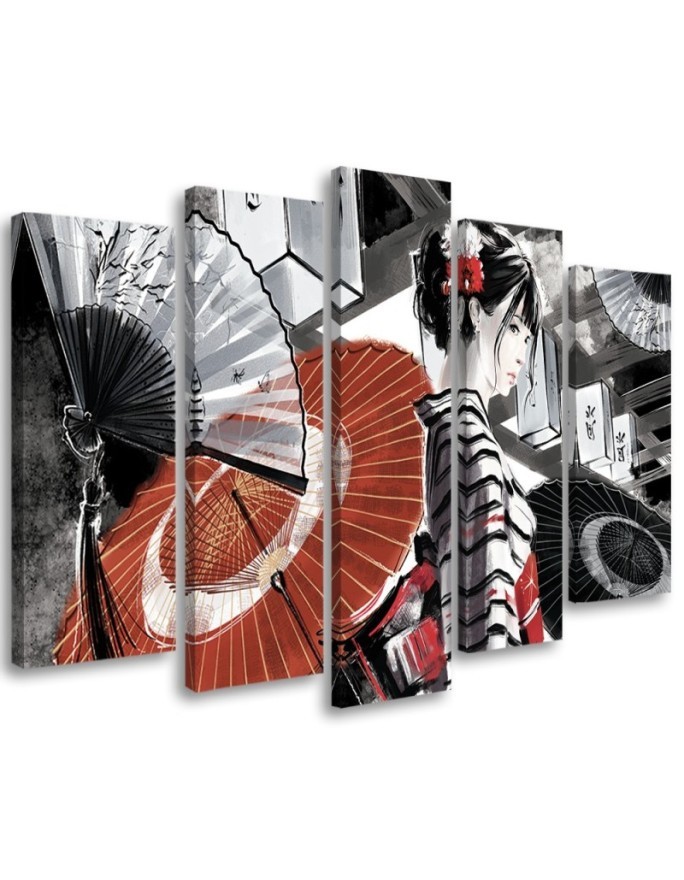 Bild auf Leinwand - Geisha mit einem Fan | Feeby