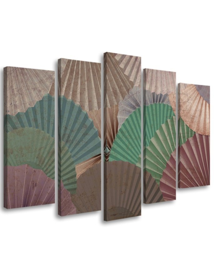 Canvas print for living room 5-part - Orient fans | FEEBY