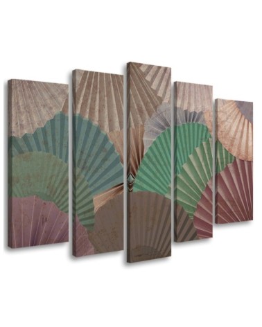 Canvas print for living room 5-part - Orient fans | FEEBY