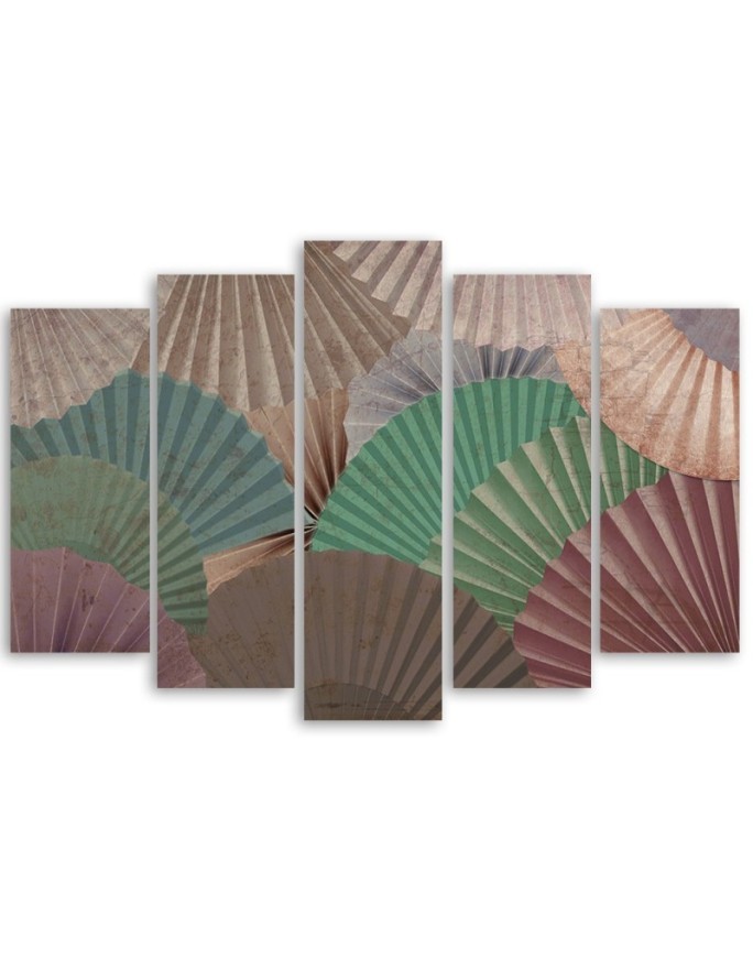 Canvas print for living room 5-part - Orient fans | FEEBY