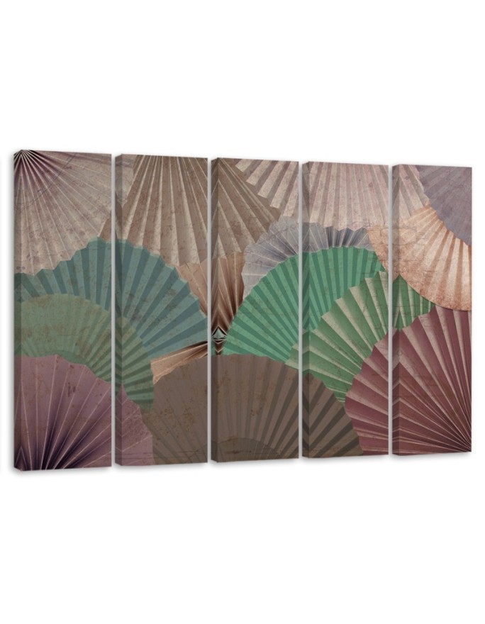 Five-panel painting for living room - Orient fans | FEEBY