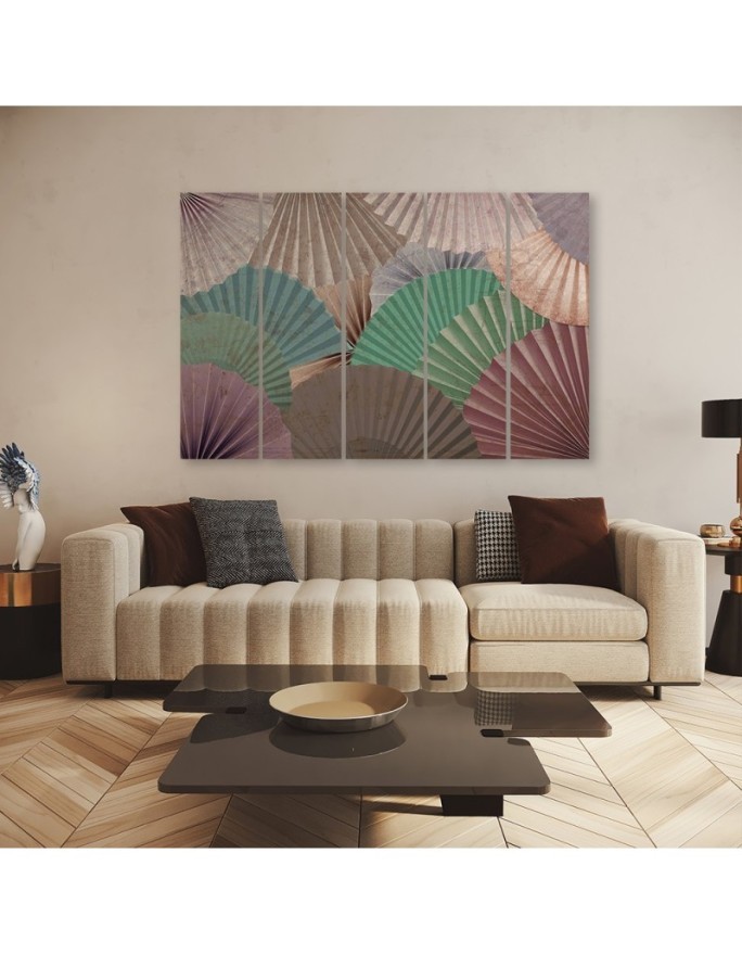 Five-panel painting for living room - Orient fans | FEEBY